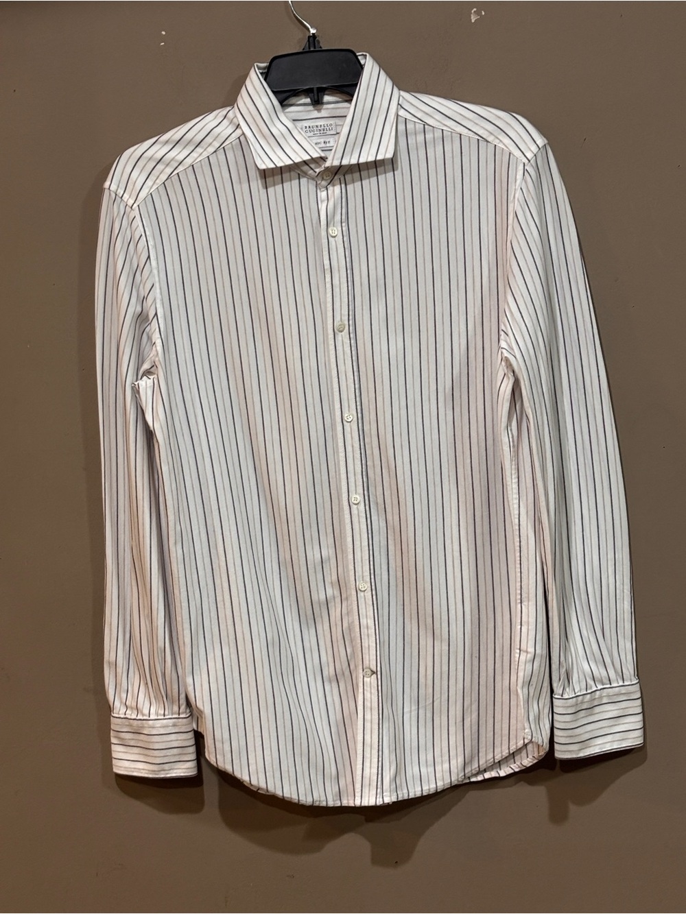 Brunello Cucinelli Men’s Striped Cotton Button Down Shirt Size 54 Made Italy